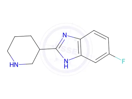 Chemical structure of 5-Fluoro-2-piperidin-3-yl-1H-benzoimidazole hydrochloride