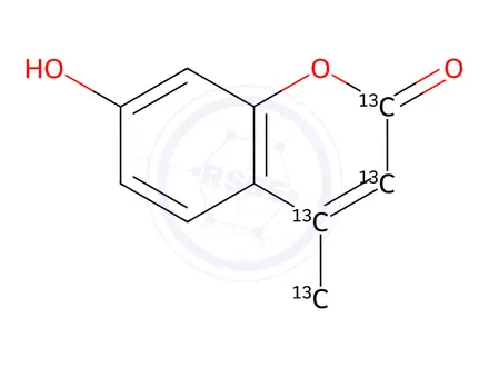 Chemical structure of 4-Methylumbelliferone-13C4