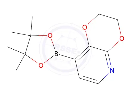Chemical structure of (2,3-Dihydro-[1,4]dioxino[2,3-b]pyridin-8-yl)boronic acid pinacol ester