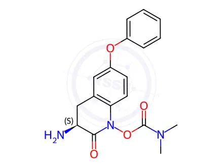 Chemical structure of (S)-3-Amino-2-oxo-6-phenoxy-3,4-dihydroquinolin-1(2H)-yl dimethylcarbamate