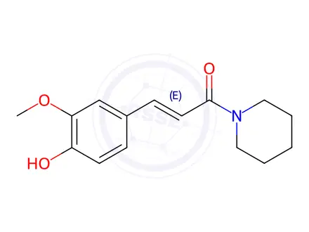Chemical structure of Piperidine, 1-(3-(4-hydroxy-3-methoxyphenyl)-1-oxo-2-propenyl)-