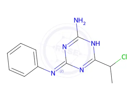 Chemical structure of 6-(1-Chloroethyl)-4-(phenylimino)-1,4-dihydro-1,3,5-triazin-2-amine