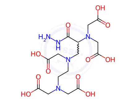 Chemical structure of N4,Nα,Nα,Nε,Nε-[Pentakis(carboxymethyl)]-N4-(carboxymethyl)-2,6-diamino-4-azahexanoic Hydrazide