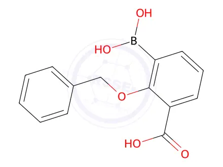 Chemical structure of 2-(BENZYLOXY)-3-(DIHYDROXYBORANYL)BENZOIC ACID