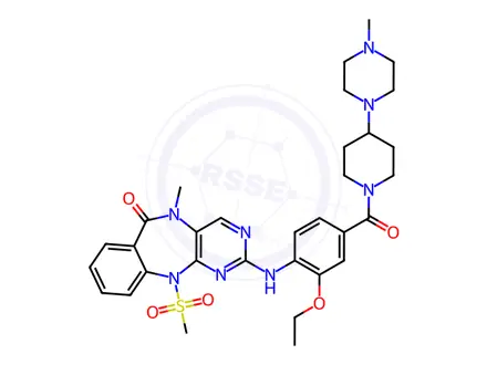Chemical structure of 2-[2-Ethoxy-4-[4-(4-methylpiperazin-1-yl)piperidine-1-carbonyl]anilino]-5-methyl-11-methylsulfonylpyrimido[4,5-b][1,4]benzodiazepin-6-one
