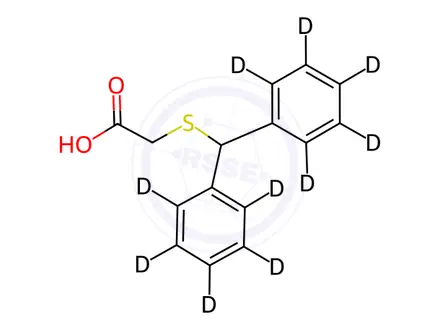 Chemical structure of 2-[(Diphenylmethyl)thio]acetic Acid-d10