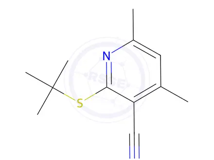 Chemical structure of 2-(tert-Butylthio)-4,6-dimethylnicotinonitrile