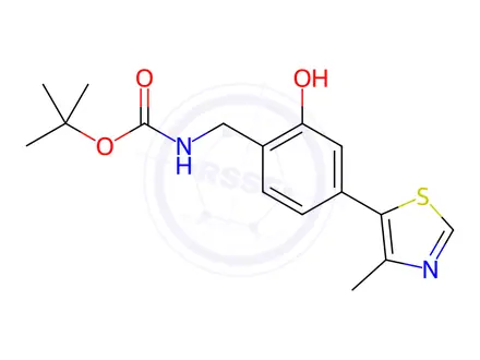 Chemical structure of Carbamic acid, N-[[2-hydroxy-4-(4-methyl-5-thiazolyl)phenyl]methyl]-, 1,1-dimethylethyl ester