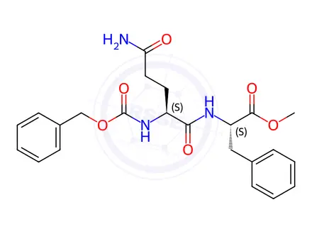 Chemical structure of 2-((S)-5-Amino-2-(((benzyloxy)carbonyl)amino)-5-oxopentanamido)-3-phenylpropanoic Acid Methyl Ester