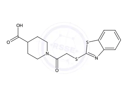 Chemical structure of 1-(2-(Benzo[d]thiazol-2-ylthio)acetyl)piperidine-4-carboxylic acid