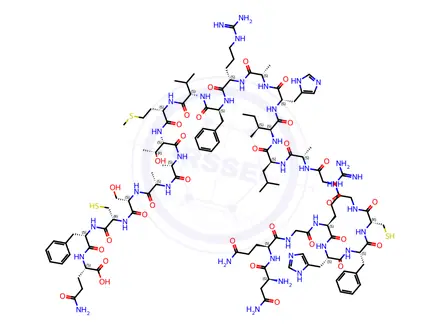 Chemical structure of L-Asparaginyl-L-glutaminylglycyl-L-arginyl-L-histidyl-L-phenylalanyl-L-cysteinylglycylglycyl-L-alanyl-L-leucyl-L-isoleucyl-L-histidyl-L-alanyl-L-arginyl-L-phenylalanyl-L-valyl-L-methionyl-L-threonyl-L-alanyl-L-alanyl-L-seryl-L-cysteinyl-L-phenylalanyl-L-glutamine