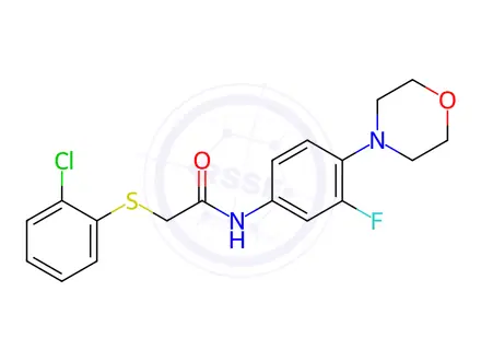 Chemical structure of 2-[(2-chlorophenyl)sulfanyl]-N-(3-fluoro-4-morpholinophenyl)acetamide