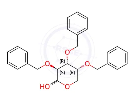 Chemical structure of (3S,4R,5R)-3,4,5-Tris(benzyloxy)tetrahydro-2H-pyran-2-ol