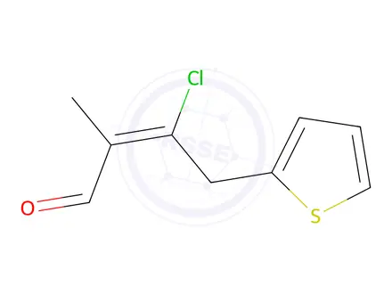 Chemical structure of (E)-3-chloro-2-methyl-3-(2-thenyl) acrolein