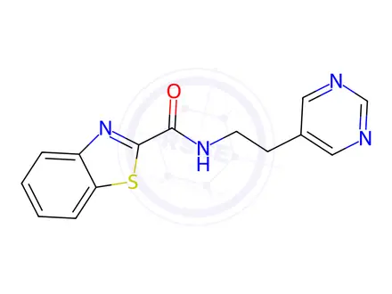 Chemical structure of N-(2-(Pyrimidin-5-yl)ethyl)benzo[d]thiazole-2-carboxamide