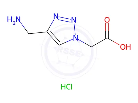 Chemical structure of 2-[4-(aminomethyl)-1H-1,2,3-triazol-1-yl]acetic acid hydrochloride
