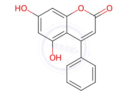 Chemical structure of 5,7-Dihydroxy-4-phenyl-2H-chromen-2-one