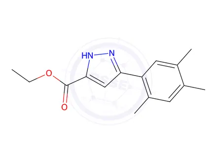 Chemical structure of Ethyl 5-(2,4,5-trimethylphenyl)-1H-pyrazole-3-carboxylate