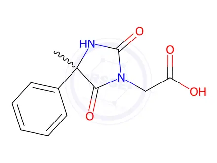 Chemical structure of (4-Methyl-2,5-dioxo-4-phenyl-imidazolidin-1-yl)-acetic acid
