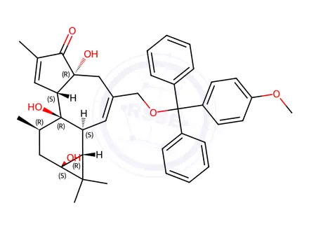 Chemical structure of 12-Deoxyphorbol 20-Methoxytrityl Ether