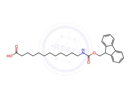 Chemical structure of 12-((((9H-Fluoren-9-yl)methoxy)carbonyl)amino)dodecanoic Acid