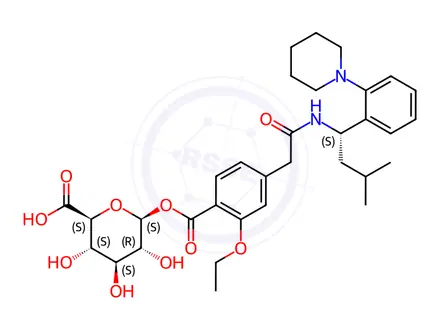 Chemical structure of Repaglinide Impurity 55 (Repaglinide Acyl-β-D-glucuronide)