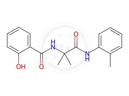 Chemical structure of Benzamide, N-[1,1-dimethyl-2-[(2-methylphenyl)amino]-2-oxoethyl]-2-hydroxy-(9CI)