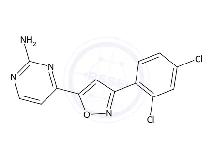 Chemical structure of 4-(3-(2,4-Dichlorophenyl)isoxazol-5-yl)pyrimidin-2-amine