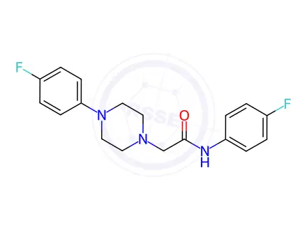 Chemical structure of N-(4-fluorophenyl)-2-(4-(4-fluorophenyl)piperazin-1-yl)acetamide