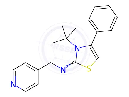 Chemical structure of N-[(2Z)-3-tert-Butyl-4-phenyl-2,3-dihydro-1,3-thiazol-2-ylidene]-1-(pyridin-4-yl)methanamine