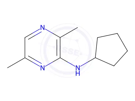 Chemical structure of N-cyclopentyl-3,6-dimethylpyrazin-2-amine