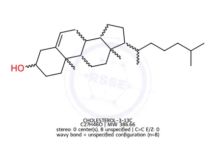 Chemical structure of (3beta)-Cholest-5-en-3-ol-25,26,27-13C3