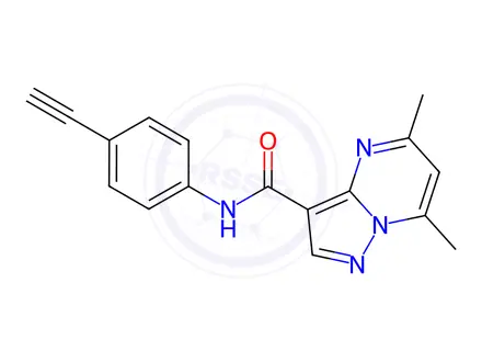 Chemical structure of N-(4-Ethynylphenyl)-5,7-dimethyl-pyrazolo[1,5-a]pyrimidine-3-carboxamide