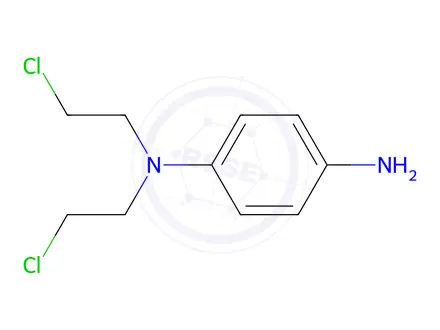 Chemical structure of N1,N1-bis(2-chloroethyl)benzene-1,4-diamine dihydrochloride