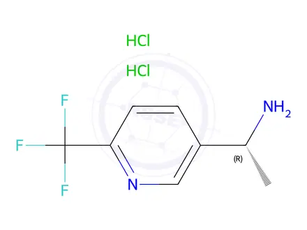 Chemical structure of 3-Pyridinemethanamine, α-methyl-6-(trifluoromethyl)-, hydrochloride (1:2), (αR)-