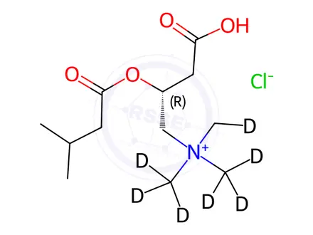 Chemical structure of Isovaleryl-L-carnitine-d9 chloride Solution in Methanol