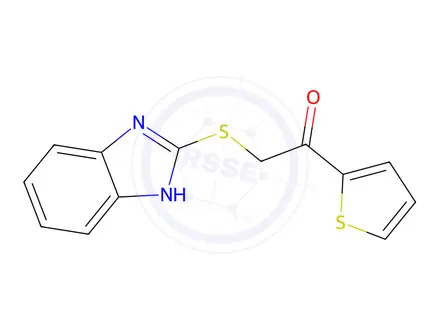 Chemical structure of 2-((1H-benzo[d]imidazol-2-yl)thio)-1-(thiophen-2-yl)ethan-1-one
