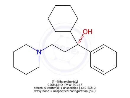 Chemical structure of (R)-Trihexyphenidyl