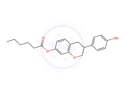 Chemical structure of 3-(4-Hydroxyphenyl)chroman-7-yl Hexanoate