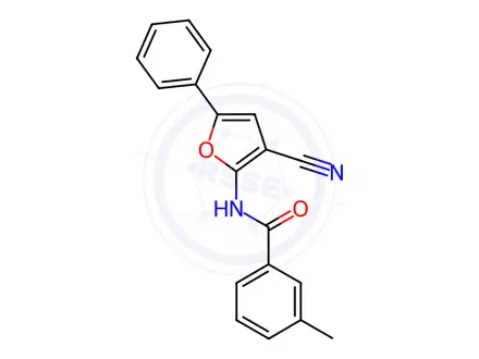 Chemical structure of N-(3-cyano-5-phenylfuran-2-yl)-3-methylbenzamide