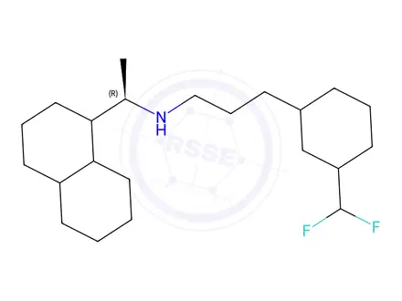 Chemical structure of (αR)-N-[3-[3-(Difluoromethyl)phenyl]propyl]-α-methyl-1-naphthalenemethanamine