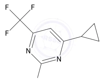 Chemical structure of 4-Cyclopropyl-2-(methylthio)-6-(trifluoromethyl)pyrimidine