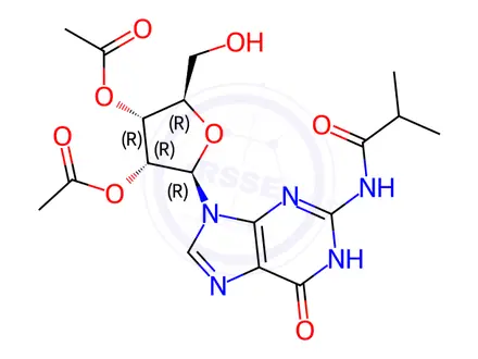 Chemical structure of N-Isobutyryl-2',3'-Acetyl-Guanosine