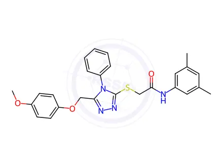 Chemical structure of N-(3,5-dimethylphenyl)-2-((5-((4-methoxyphenoxy)methyl)-4-phenyl-4H-1,2,4-triazol-3-yl)thio)acetamide