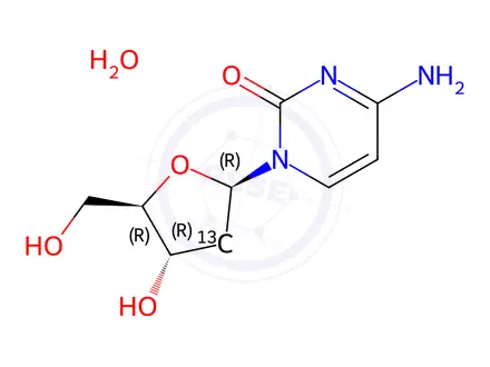 Chemical structure of [2'-13C]2'-deoxycytidine monohydrate