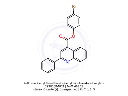 Chemical structure of 4-Bromophenyl 8-methyl-2-phenylquinoline-4-carboxylate