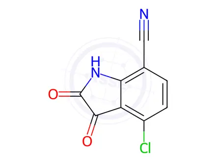 Chemical structure of 4-Chloro-2,3-dioxoindoline-7-carbonitrile