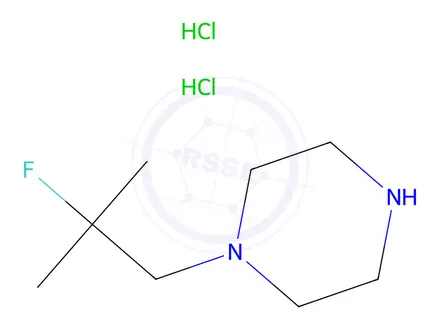 Chemical structure of PIPERAZINE, 1-(2-FLUORO-2-METHYLPROPYL)-, HYDROCHLORIDE (1:2)