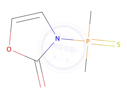 Chemical structure of 3-dimethylphosphinothioyl-2(3H)-oxazolone