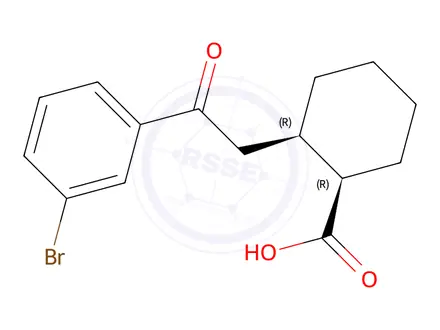 Chemical structure of (1R,2R)-2-(2-(3-bromophenyl)-2-oxoethyl)cyclohexane-1-carboxylic acid